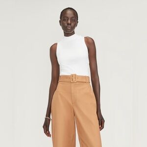 Everlane ribbed mock neck tank in white